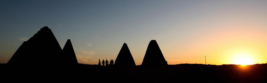 The he Royal pyramids, (500 km) north of Khartoum, Sudan, built in Nubia about 800 years after the last Egyptian pyramid was built [KHALED DESOUKI/AFP via Getty Images]