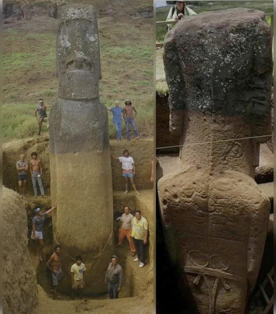 Revealed Mystery of Easter Island: Unearthing Giant Moai Statue