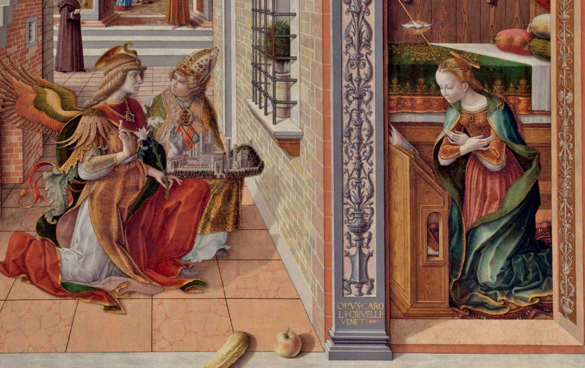 detail dove annunciation carlo crivelli