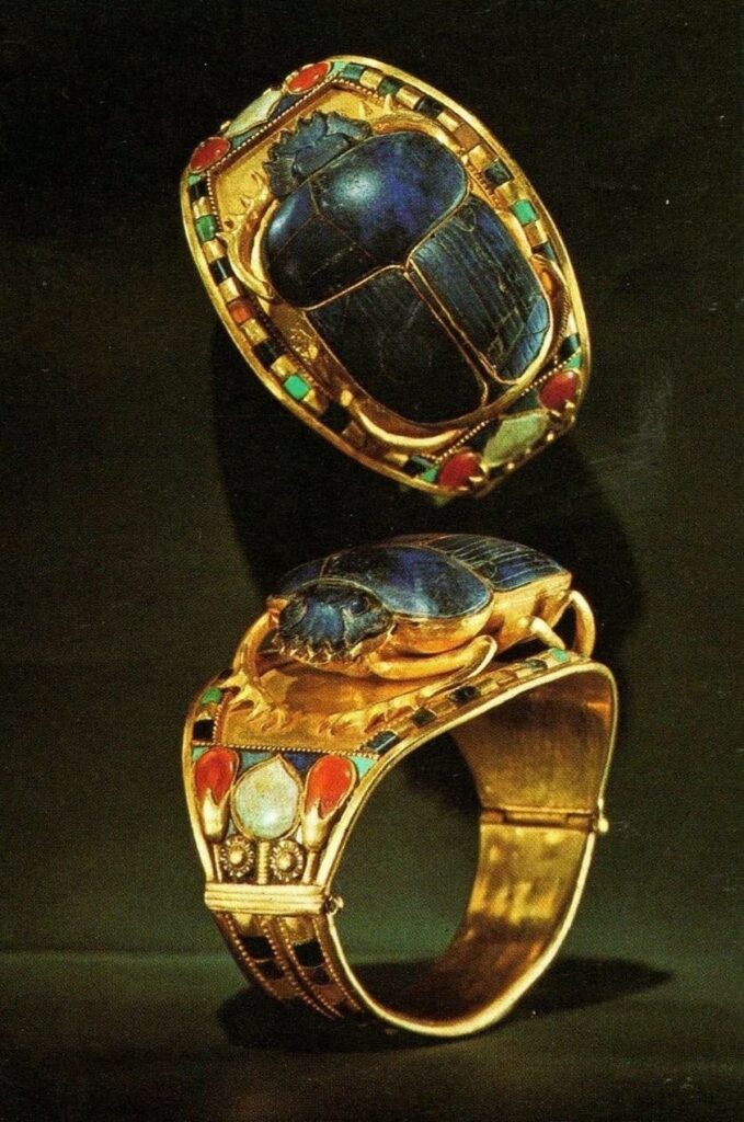 Uncovering the Artistry and Symbolism of an Ancient Egyptian Masterpiece: The Stunning Scarab Bracelet of King Tutankhamun